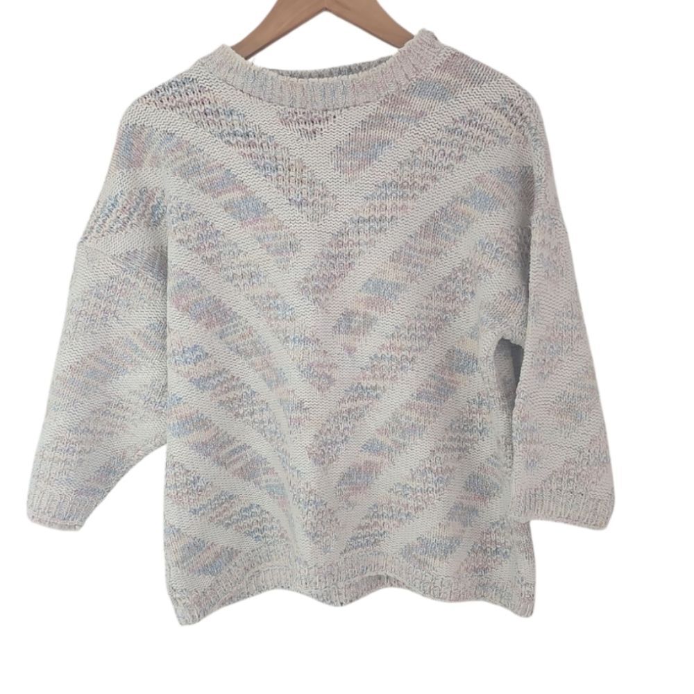 Vintage Across America Knit Maven Pastel Cotton Sweater USA Sz M Soft Textured